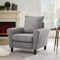 Accent Chair Mid-Century Modern Living Room Chairs Single Armchair Upholstered Reading Chair with Wooden Legs for Living Room/Bedroom/Office/Balcony Light Grey