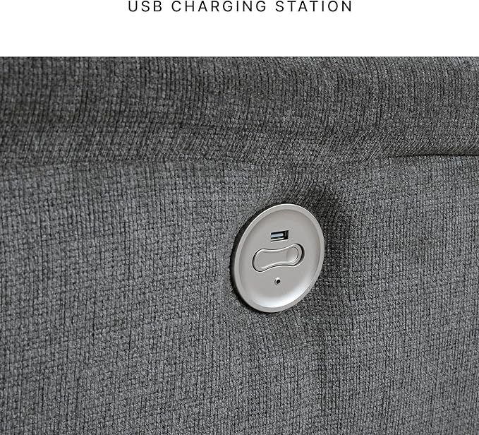 Signature Design by Ashley Barnsana Minimalist Power Reclining Sofa with USB Charging Ports Gray
