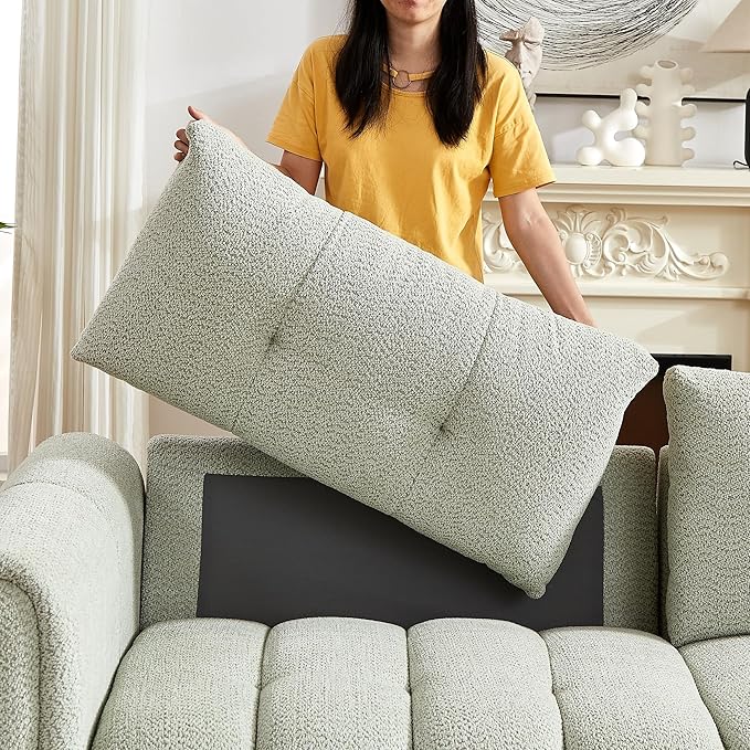 91.5” Couches for Living Room 3 Seater Loveseat Sofa Couch Oversized Upholstered Deep Seat Couch for BedroomApartment (Light Green 91.5)