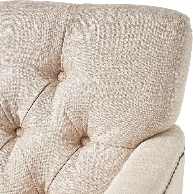 VERYKE Accent ChairTufted High Back Single Sofa Chair with Naihead DesignUpholstered Chair with Arms and Cushion PaddedLiving Room Chair with Turned Legs for BedroomHome Office (Fabric Beige)