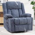 Swivel Rocker Recliner for Adults Manual Lazy Boy Recliner Chair with Cup Holders 360 Degree Rotating Nursery Rocking Chair Glider Recliner for Living Room (Blue)