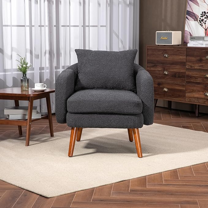Wood Frame Armchair Modern Accent Chair Lounge Chair for Living Room