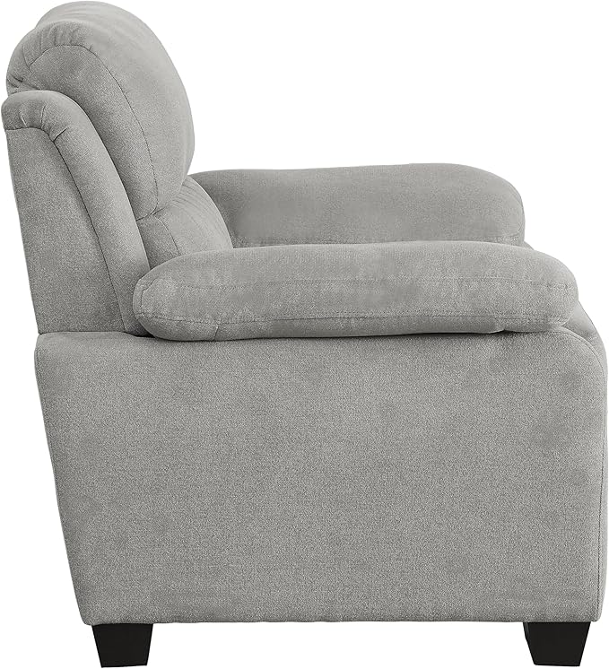 Plush Gray Textured Fabric Chair - Modern Channel Tufting - Solid Wood Frame - Living Room Accent Chair