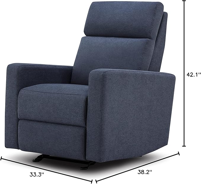 Nurture&amp The Glider Premium Power Recliner Nursery Glider Chair with Adjustable Head Support | Designed with a Thoughtful Combination of Function and Comfort | Built-in USB Charger (Navy)