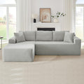 GNIXUU Cloud Sectional Couch with L-Shape Chaise Modern Modular Sofa with Deep Seat Comfy Corduroy Boneless Couches for Living Room Bedroom Apartments No Assembly Required Light Gray