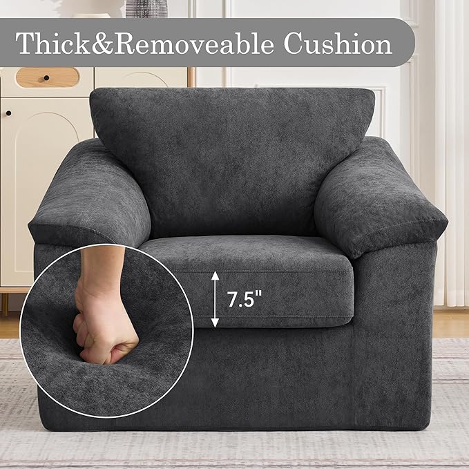 Boneless Single Sofa Chair Modern Cloud Accent Chair Comfy Deep Seat Couch for Living Room Bedroom Apartment Small Space No Assembly Dark Gray