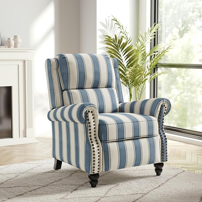 Recliner Chair Modern Pushback Armchair with Adjustable Backrest &amp Footrest for Bedroom Living Room