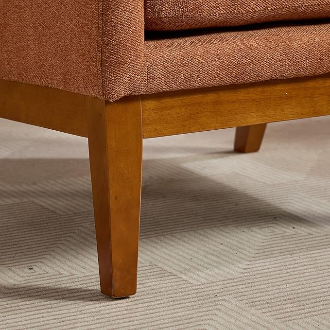 26.18 Wide Modern Accent ChairPolyester Blend High Back Reading ChairUpholstered Armchair Club ChairSingle Sofa with Wood Legs for Living RoomBedroomReading RoomOfficeOrange