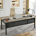 Tribesigns 70.8-Inch Executive Desk Large Office Computer Desk Workstation Modern Simple Style Laptop Desk Study Writing Table Business Furniture for Home Office (Grey and Black)