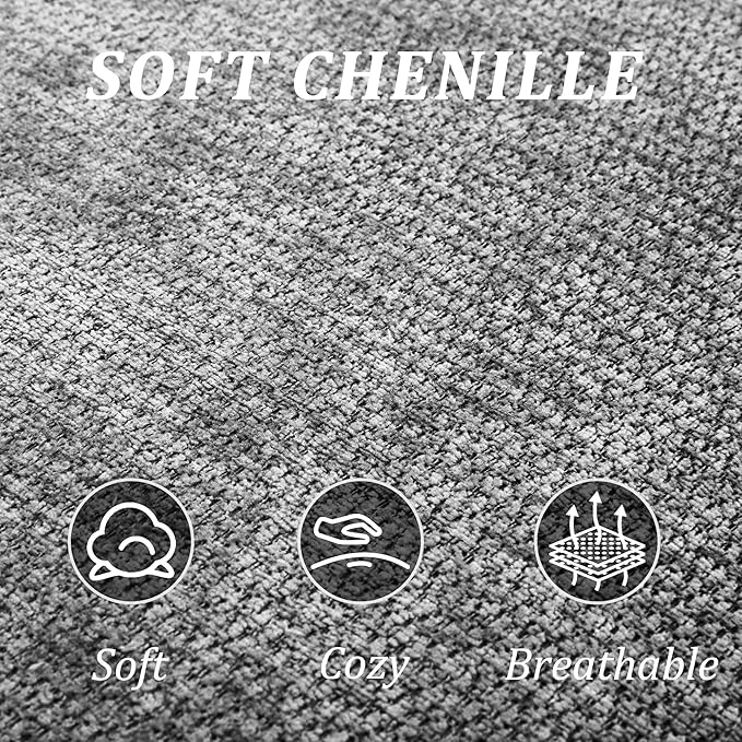 95” Modern Curved Sofa Chenille Fabric Comfy Cloud Couch No Assembly Required Half Moon Couch with Deep Seat 4 Pillows for Living Room Apartment Bedroom