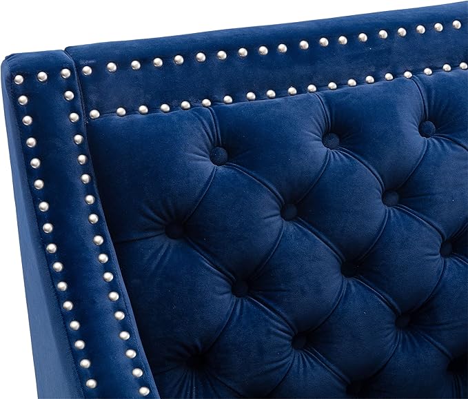 Accent Armchair Living Room Chair with Nailheads and Solid Wood Legs