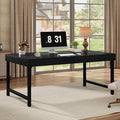 Tribesigns 55 Industrial Executive Desk for Home Office Rustic Simple Computer Laptop Desk with Strong Metal Legs Study Writing Table Business Workstation Small Conference Table Black