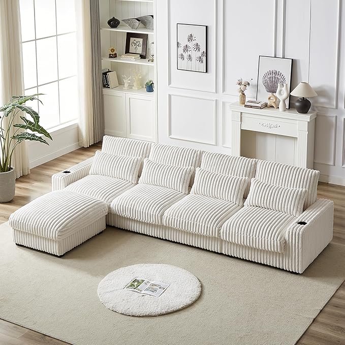 Eafurn L Shaped Modular Sectional Sofa Couch with Movable Ottoman