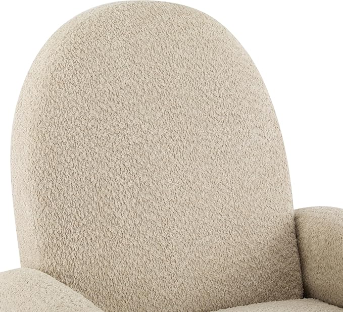 GDFStudio Swivel Glider Recliner Chair Nursery Rocker Recliner Chair with Boucle Upholstered High Back Single Seat Sofa Chair with Deep Seat Manual Nursing Reclining for Living Room Almond