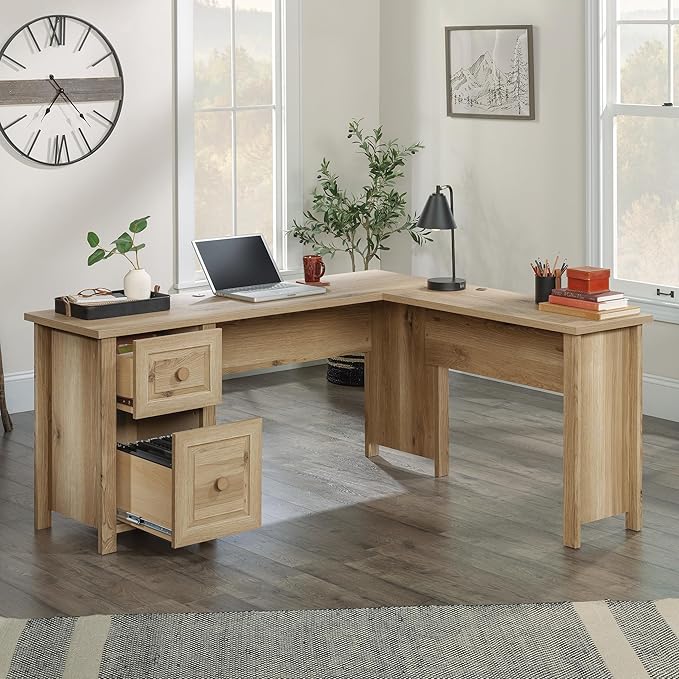 Sauder Hillmont Farm L Desk Timber Oak Finish
