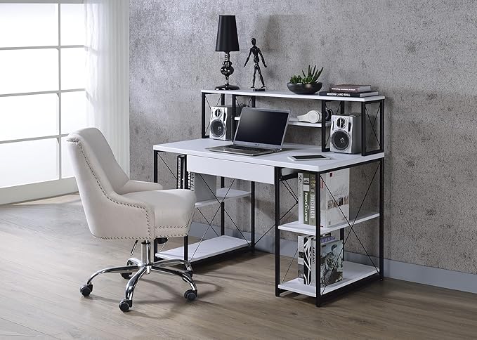 Modern All Purpose White Finish Writing Work Study Desk Computer Desk for Home Office Living Room