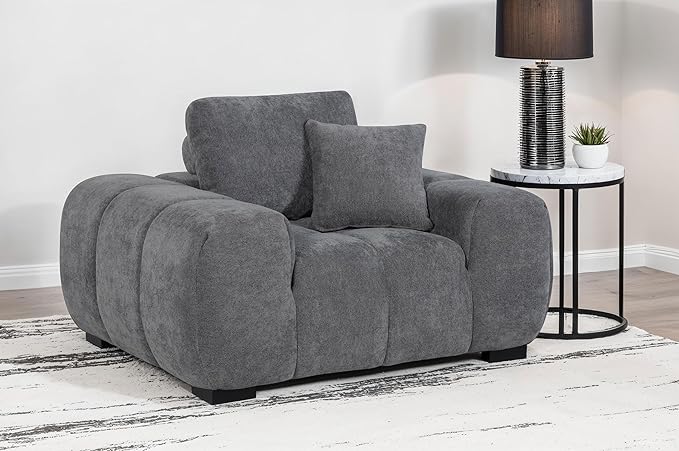 Coaster Home Furnishings - Octavia - Wood - Upholstered Accent Chair with Track Arms Reversible Back Cushion and Waterfall Seat - Living Room - Charcoal Grey - 509967