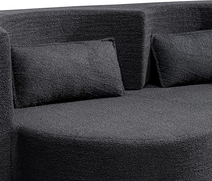 Convertible Folding Sofa Bed79”Full Size Floor Sleeper Boneless CouchTeddy Velvet Full Foam Futon Loveseat for Living Room BedroomNo Assembly Required (Black)