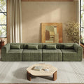 145.5 Inch Modular Full-Compressed Sectional SofaBeige Polyester Upholstered Modular Sofa with 4 PiecesCompressed Sponge Modular Couch for Living Room (Green#81)