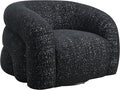 Furniture of America Araina Modern Boucle 37.4-inch Swivel Chair with 360-degree Swivel Base Sculptural Pillow-Like Silhouette for Living Room Office Black