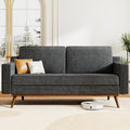 65.4 Loveseat SofaComfy Grey Corduroy Love Seat Couches for Living RoomMid Century Modern Small Couch for Bedroom Office with Spring CushionSolid Wood FrameTool-Free Assembly