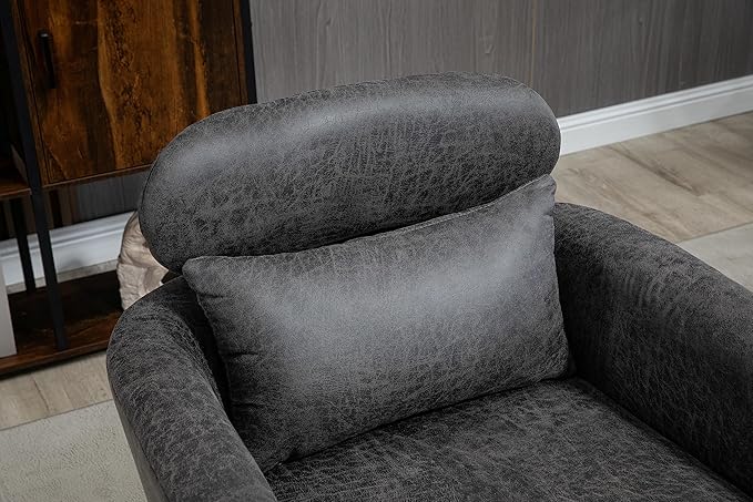 29.5W Classical Accent Chair Armchair Upholstered Reading Chair Single Sofa Leisure Club Chair with Black Metal Leg and Throw Pillow for Living Room Bedroom Dorm Room OfficeValley Gray BronzingSuede