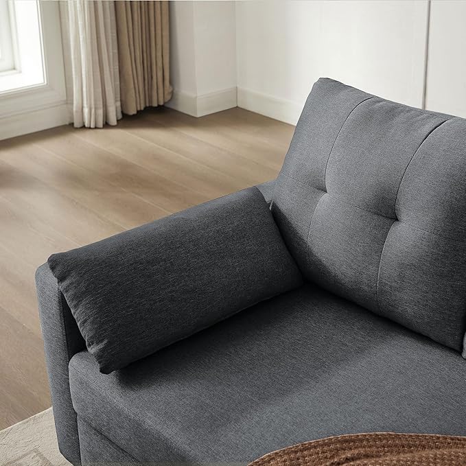 101 Convertible Sectional Sofa Modern Linen Fabric U-Shaped Couch with 2 Storage Ottomans and Storage Pocket 4 Seat Sofa Couches for Living Room Apartment Office Darkgrey