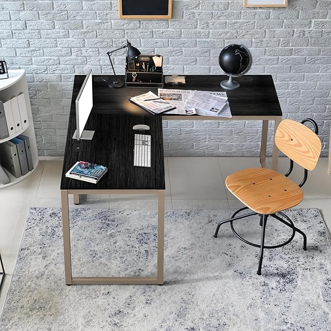 SHW 55 x 60 Inches Commercial-Grade L-Shape Corner Office Computer Desk Espresso