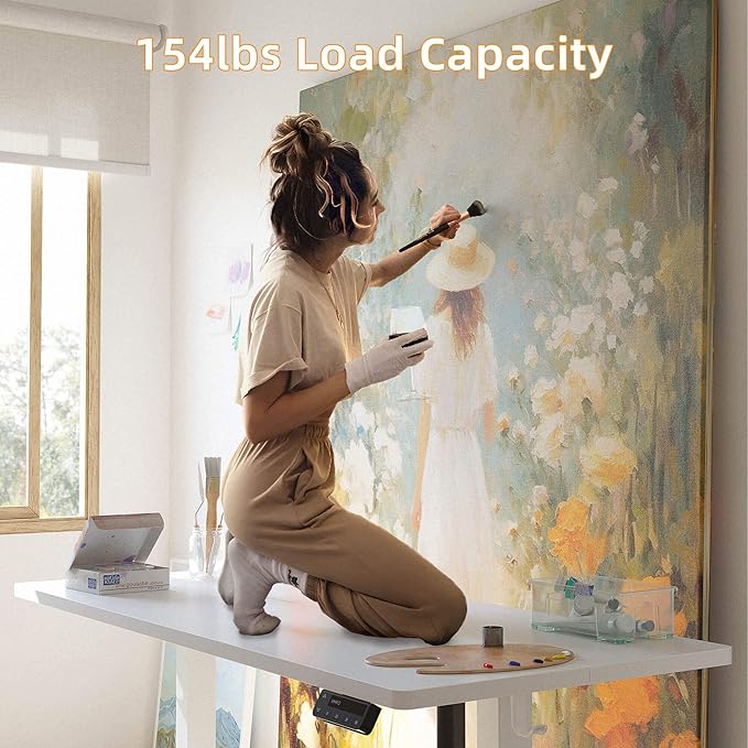 YIHAYO Low Height Adjustable Desk Lifts 18.1-28.3 Inches Electric Standing Desk for Short People 48 x 24 Inches Computer Table with Splice Board for Home Office White