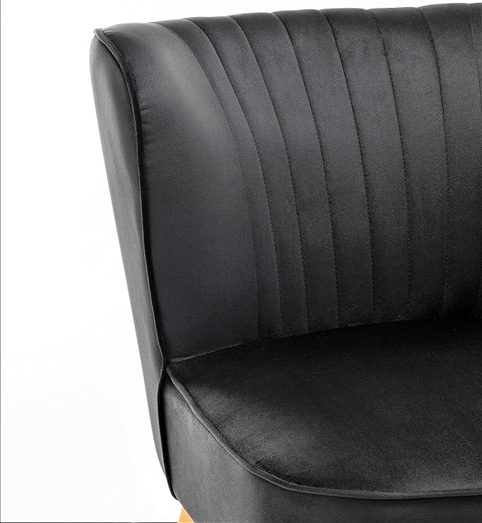 Modern Velvet Accent Chair for Living Room Bedroom or Entryway Stylish and Comfortable Armless Design with Metal Legs Black