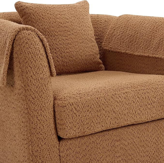 FLEXISPOT Swivel Barrel Accent Chair with Ottoman 360 Degree Swivel Round Chairs with Removable Throw Pillow Upholstered in Chenille Reading Sofa for Living Room Bedroom (Yellow)
