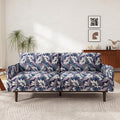 Christopher Knight Home Brena Modern Fabric Upholstered Loveseat Sofa Wooden 2 Seater Sofa Couch with Deep Seat Comfy Cloud Couch for Living Room Bedroom Home Office Blue+White