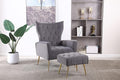Modern Accent Chair with Ottoman Comfortable Armchair for Living Room Bedroom Apartment Office (Grey)