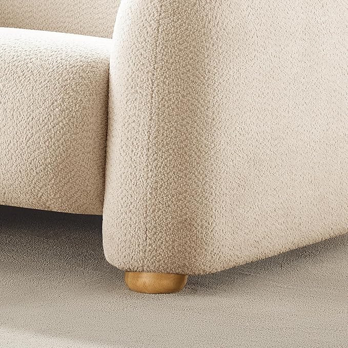 40.25 W Modern Living Room Accent Chairs Oversized Barrel Chairs with Deep Seat Comfy Boucle Armchair Sherpa Reading Chair for Bedroom Apartment Guest Room Beige