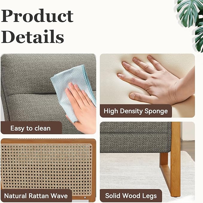 HAOBO Home Modern Accent Chair Linen Upholstered Armchair for Bedroom Living Room Chairs Office Chair Set of 2