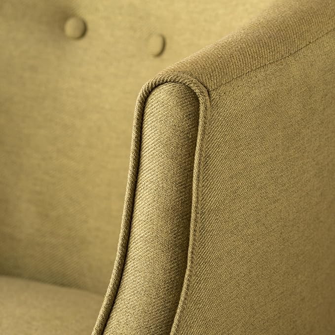 Contemporary Button Tufted Fabric Club Chair Green for Living Room or Bedroom