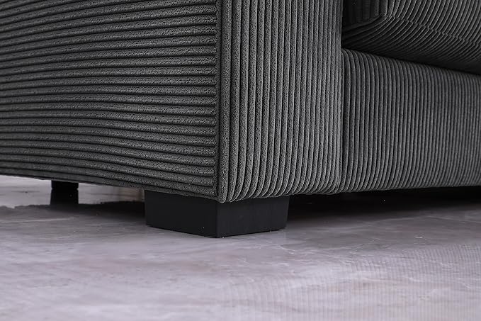 L-Shaped Corner Corduroy Sectional Sofa 4 Seat Modular Boneless Sofa Foam Cloud Couch with Movable Ottoman and Toss PillowsModern Deep Seat Convertible Chaise Sofa