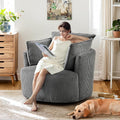 Swivel Accent ChairModern Accent Chairs for BedroomLiving Room Chair ComfyCorduroy Arm Chair360°Swivel Barrel Chairs for Living Room(1 Dark Gray)