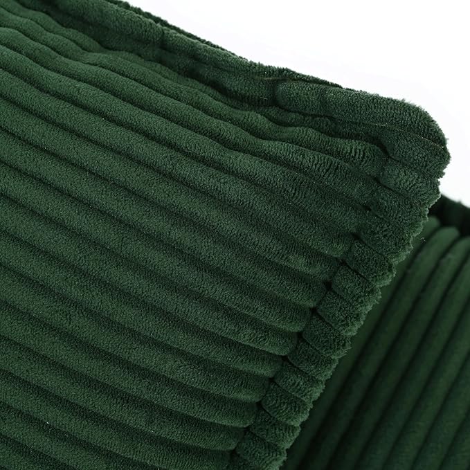 Merax 85.4 Modern Curved Corduroy Fabric Sofa Back Upholstered Couch with 2 Decorative Throw Pillows for Living Room Bedroom Apartment Dark Green
