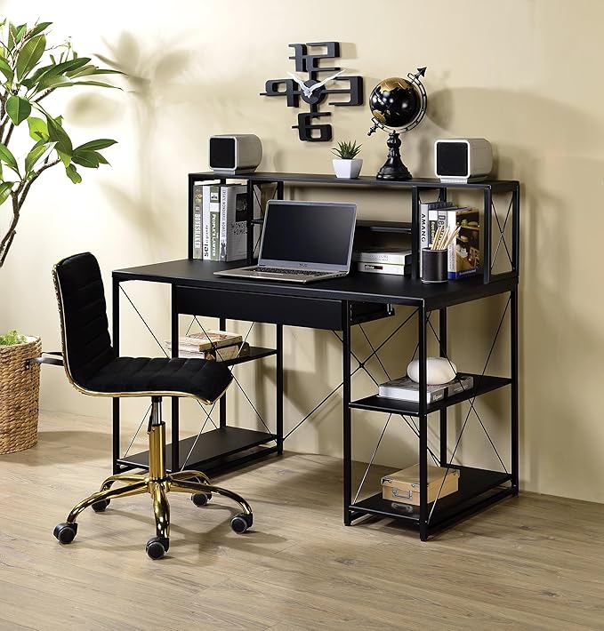 Modern All Purpose Black Finish Writing Work Study Desk Computer Desk for Home Office Living Room