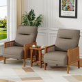 Mid Century Accent Chair Set of 2 Wooden Leisure Armchair with Rattan Armrest Boho Comfy Reading Chair for Living Room Bedroom Lounge Side Club Chair