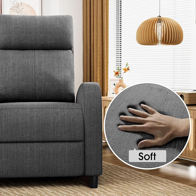 Homall Recliner Chair Recliner Sofa for Adults Recliners Home Theater Seating with Lumbar Support Reclining Sofa Chair for Living Room (Fabric Dark Grey)