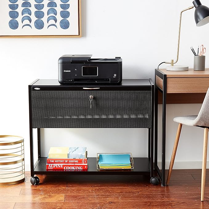 Safco Mobile File Cart Fits Letter and Legal-Size Hanging Folders Includes a Locking Lid &amp 2 Keys