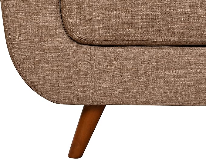 41”Linen Fabric Accent Chair Mid Century Modern Armchair for Living Room Bedroom Button Tufted Upholstered Comfy Reading Accent Sofa ChairsLight Brown