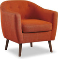 Homelegance Lucille Modern Accent Chair Upholstered Reading Chair with Button-Tufted Back Sloped Arms Removable Seat Cushion Cover and Espresso Wood Legs for Living Room Bedroom or Office Orange