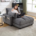 Oversized Lounge Chaise Convertible Sleeper Sofabed Corduroy Sleeper Daybed Indoor Recliner Chair Sofa Bed with Cupholders and Adjustable Headrests for Living Room Bedroom Reading Home Apartment