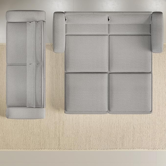 Polibi 93 King Size Convertible Sofa Bed 3-in-1 Sleeper to Recliner Wide Armrest Design with Storage Easy to Clean Light Grey