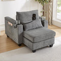 37.4 Versatile Chair Lounge Sleeper Daybed 2-in-1 Flexible Deep Seat Sofa Chair Convertible Recliner Chaise Lounge W/ Storage ArmsUSB PortsCupholdersPhone Holder Pockets for Living Room Bedroom