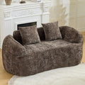 67 Curved Loveseat Sofa with 2 Pillows Modern Boneless Couch in a Box Small Cloud Loveseat for Bedroom Small Space Apartment Living Room Memory Foam Chenille No Assembly (Brown)