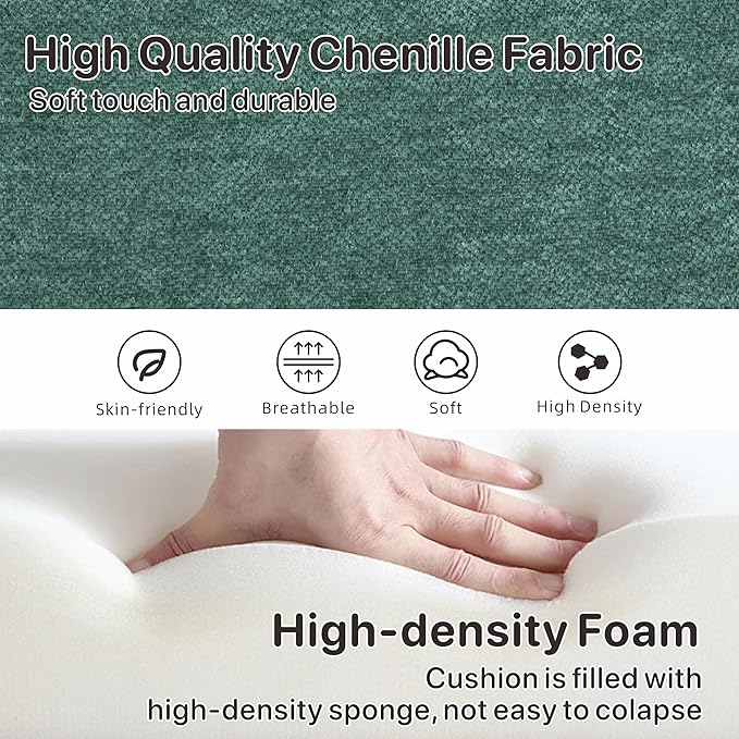 Mlmh &amp Kngwa 59 Small Chenille Loveseat Sofa 2 Seater Couch Settee with Gold Metal Legs Comfy Upholstered Floral Mini Sofa for Bedroom Living Room Apartment Green